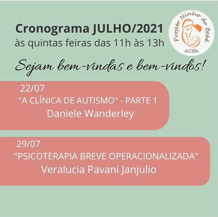 Cronograma do mês de Maio do grupo de estudos Projeto Ninho do Bebê